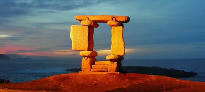 Stone Pillars at Sunset