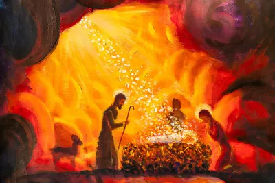 Church with burning candles