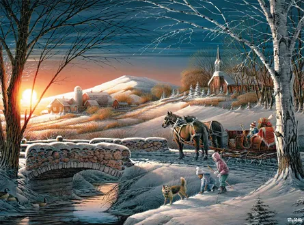 Horse and sleigh in winter