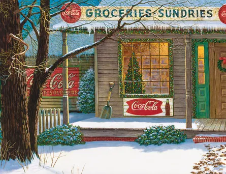 Winter scene at shop