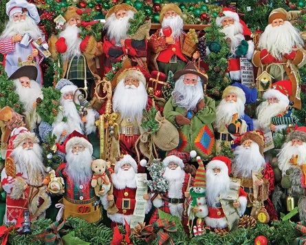 Colorful Christmas Santas gathering