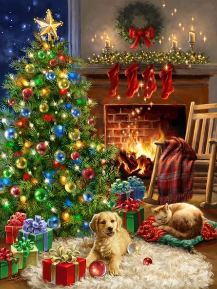 Festive scene with pets