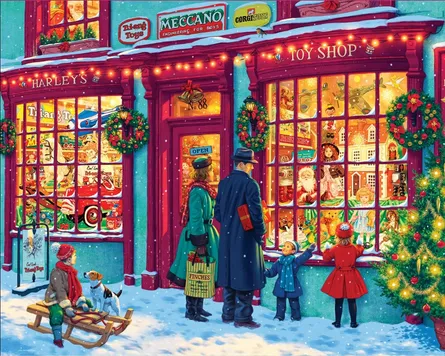 Winter toy shop scene