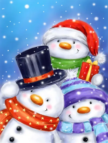 Christmas card with snowmen