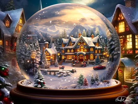 Christmas village in a bubble