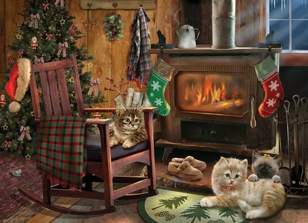 Cozy holiday scene with cats