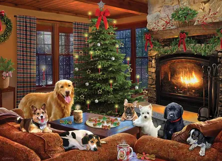 Cozy holiday dogs gathering