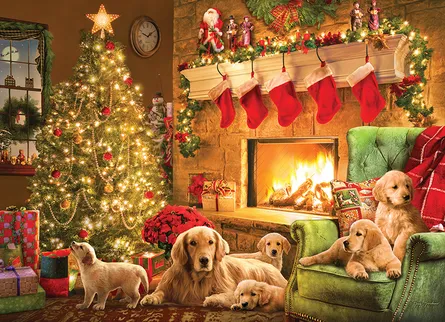 Cozy Christmas with puppies