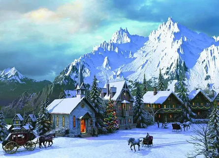 Christmas village in mountains