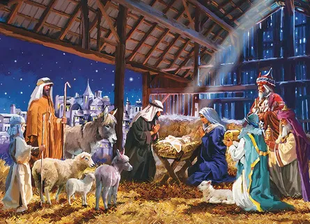 Nativity scene at night