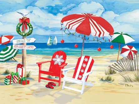 Beach holiday scene greetings