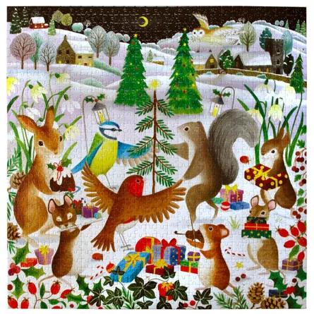 Snow, tree, animals, christmas