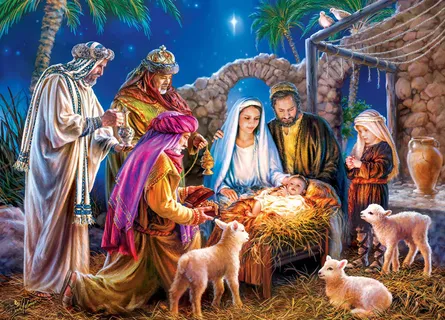 Nativity scene celebration depicted