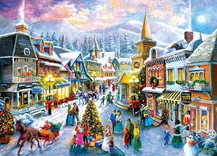 Charming winter village scene