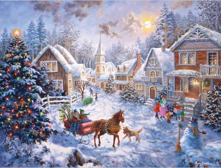 Charming winter village scene