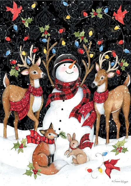 Christmas snowman and deer