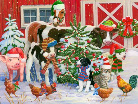 Christmas farm scene