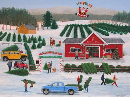 Christmas tree farm scene