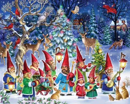 Holiday scene with gnomes