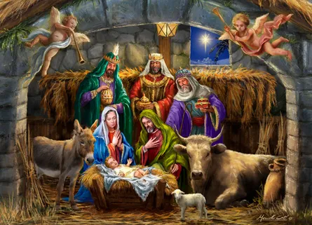 Nativity scene with animals