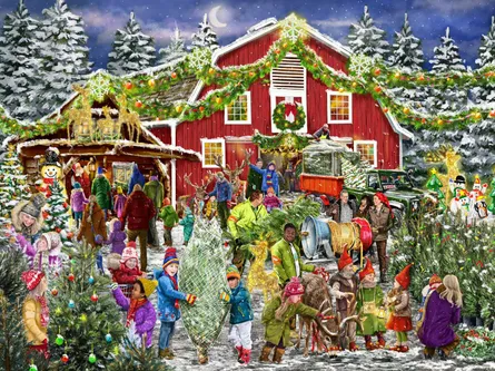 Christmas farm scene