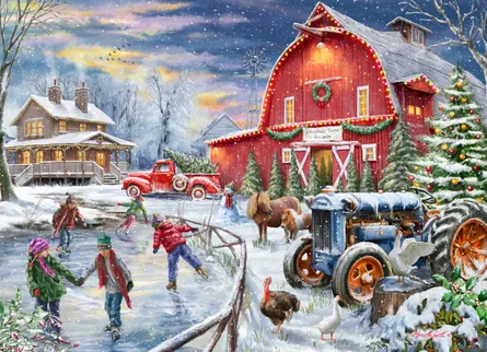 Christmas farm scene