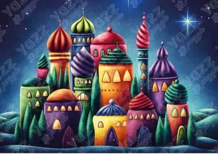 Colorful whimsical buildings shine