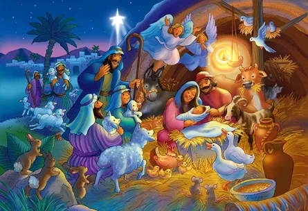 Nativity scene with animals