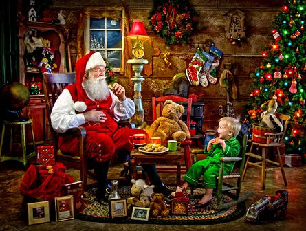 A christmas scene with santa claus