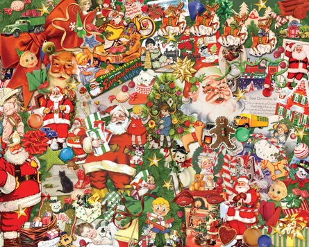 Colorful assortment of santa images