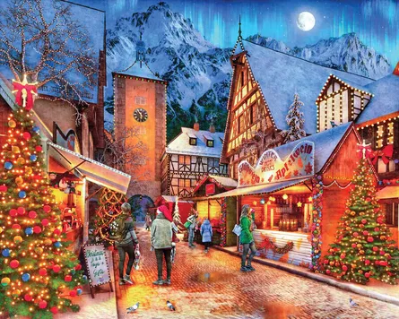 Festive winter market scene