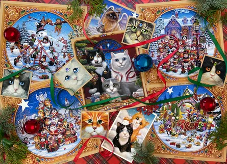 Festive cats celebration scene