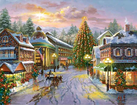 Charming winter village setting