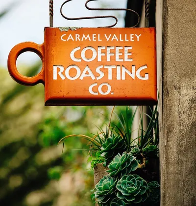 Sign for carmel valley coffee roasting co