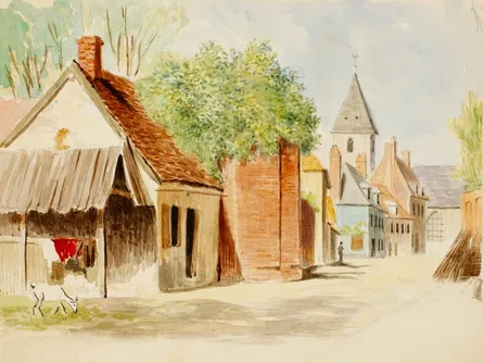 Old painting of village