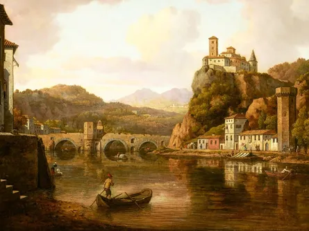 A classic painting of a river scene