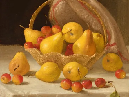 Yellow pears in basket