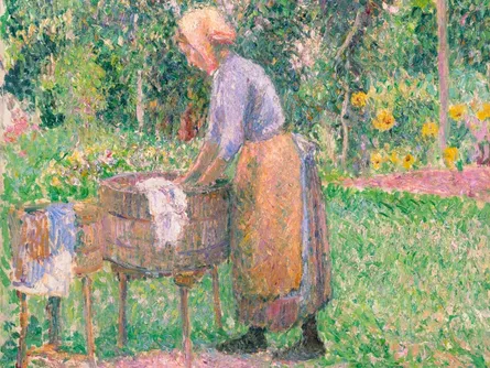 Woman washing laundry