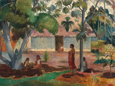 Tropical village scene