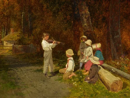 Rural scene music lesson