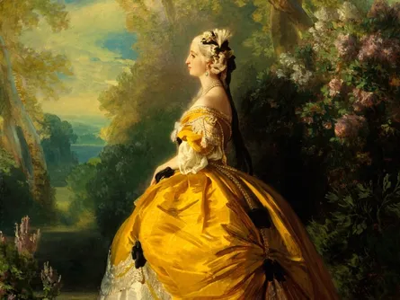 Classic portrait of woman in yellow dress