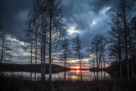 Sunset on lake