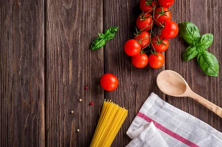 Fresh ingredients on table