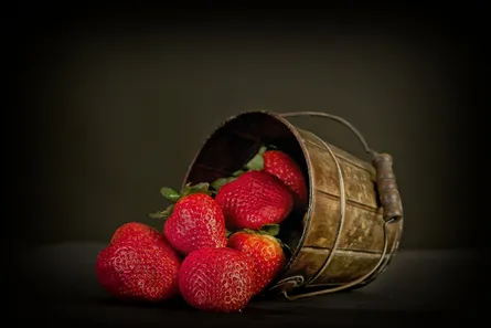 Strawberries in bucket