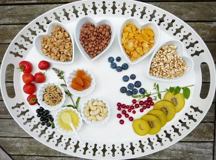 Healthy food on tray