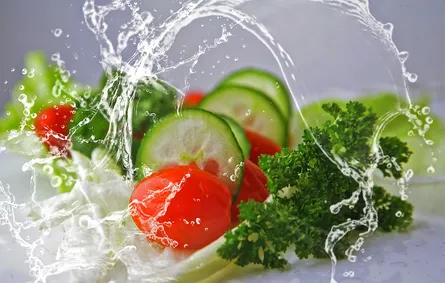 Splash of water on salad