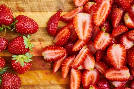 Strawberries in a pile