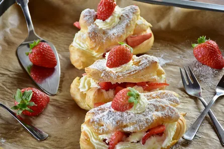 Pastry dessert with strawberries