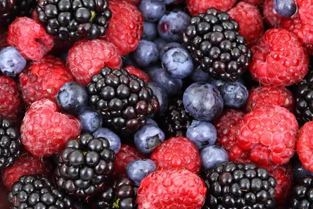 Fresh raspberries in photo