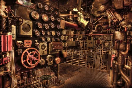 Intricate ship control room